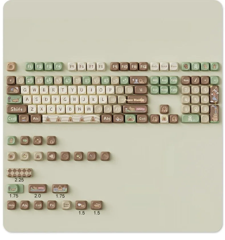 水豚動漫鍵帽 Moa Profile Pbt可愛鍵帽131鍵卡通工匠鍵帽點鍵盤帽機械鍵盤遊戲玩家