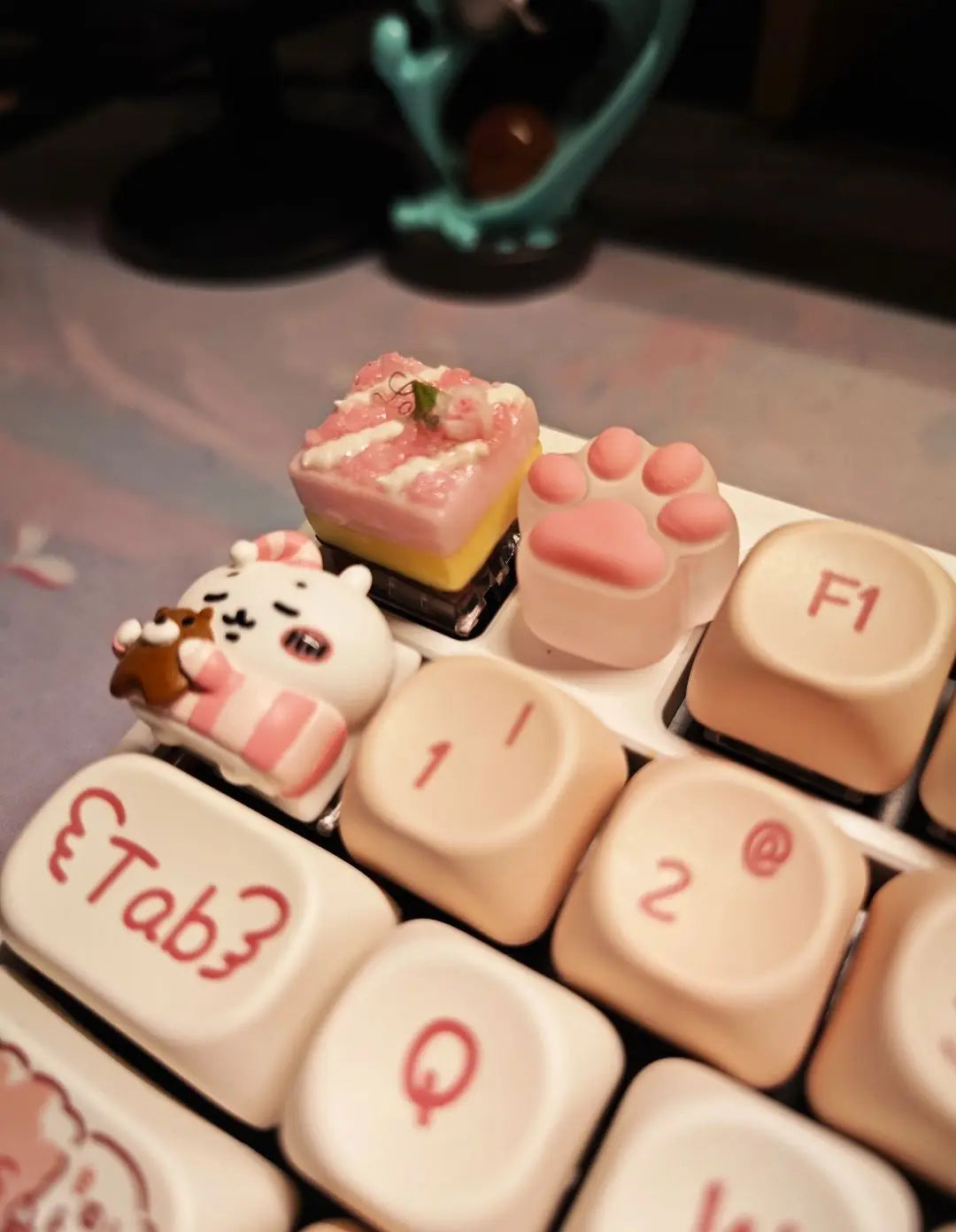 Γνήσιο Cute Cake Keycap Kawaii Πήλινα καλύμματα πληκτρολογίου Προσαρμοσμένο χειροποίητο παιχνίδι Καλλιτεχνικά κλειδιά για μηχανικό πληκτρολόγιο Διακόπτης MX