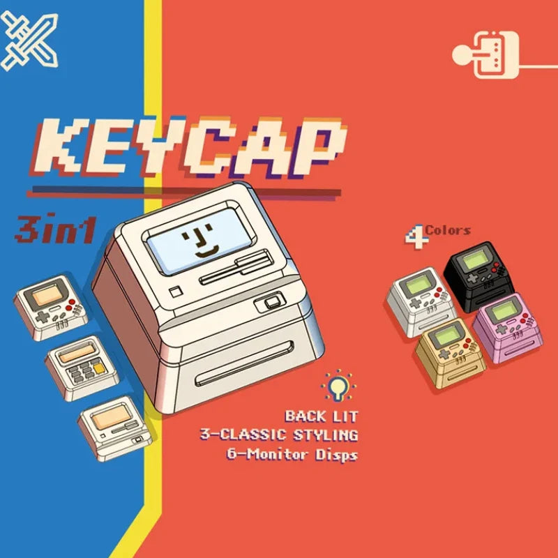 K-04 Keyboard Keycaps 3In1 For Mechanical Classic Retro Cute Transparent Key Cap Suit Cute Button Personalized Keycaps