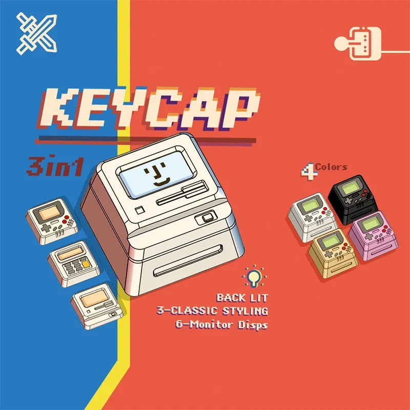 K-04 Πλήκτρα πληκτρολογίου 3 σε 1 για μηχανικά κλασικά ρετρό χαριτωμένα διαφανή μπρελόκ Κοστούμια με χαριτωμένα κουμπιά εξατομικευμένα πλήκτρα