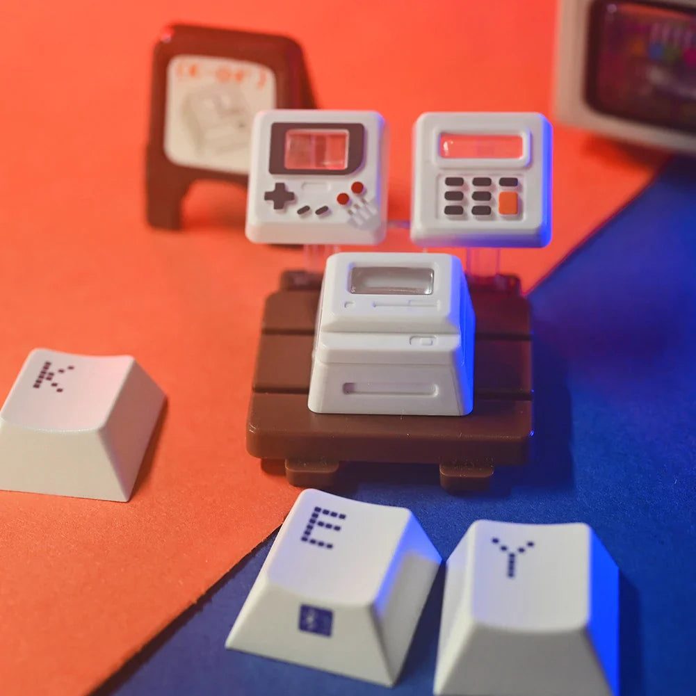 Πλήκτρα πληκτρολογίου K-04 3 σε 1 Αντικατάσταση μηχανικού πληκτρολογίου πληκτρολογίου ρετρό πληκτρολόγια κονσόλας παιχνιδιών Χαριτωμένη διαφανής στολή για μπρελόκ