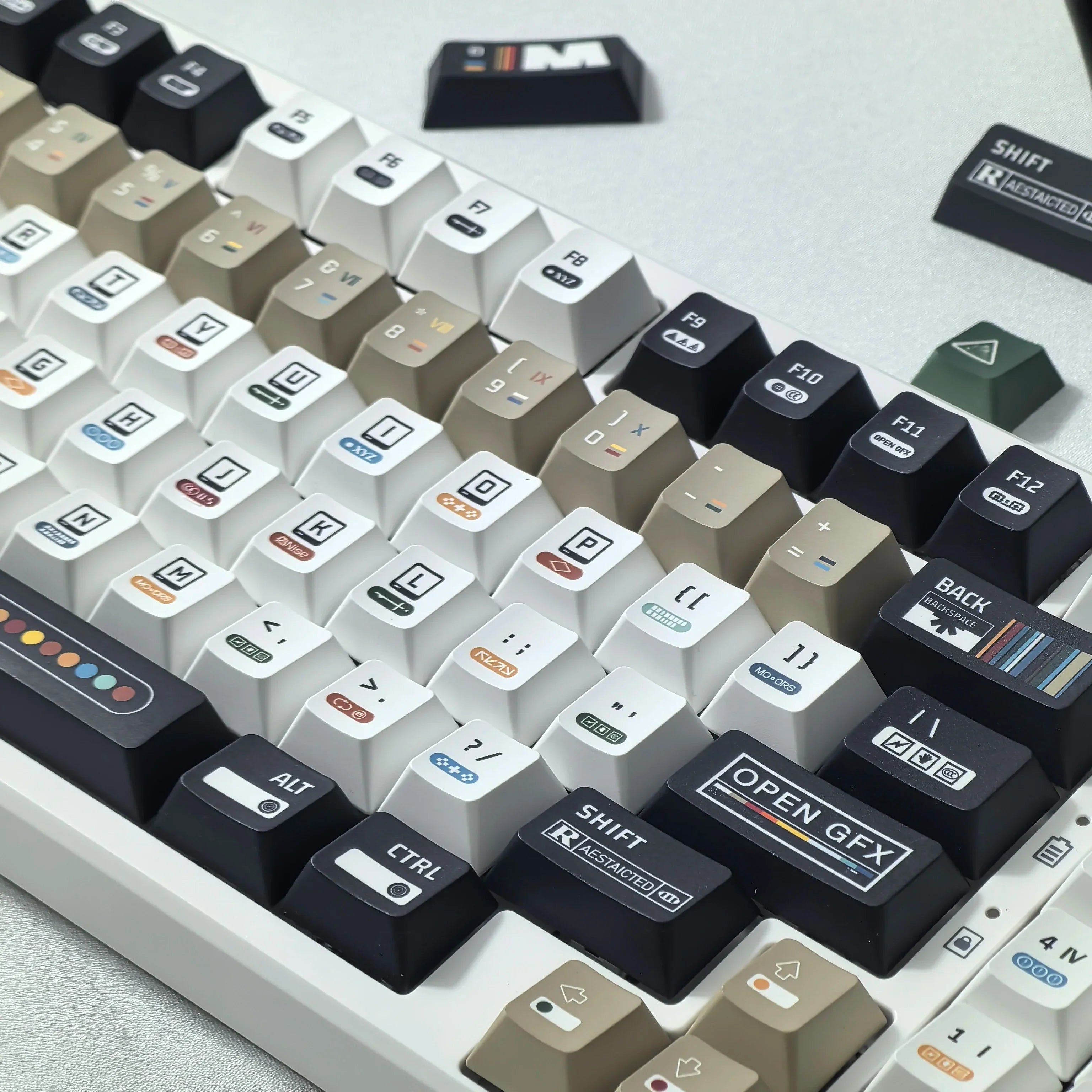 Κορεατικά Keycaps Maximalism Θέμα Keycap 135Keys Cherry Pbt Ρωσικά Αγγλικά Retro Keycap Μαύρο Λευκό Σχέδιο "L" Shape Enter Key