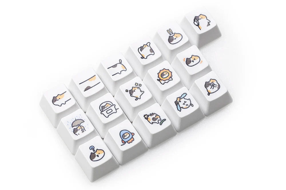Cute Little Calico Cat Keycap Kitty Meme Keycap Dye Subbed keycaps for mx stem Gaming Mechanical Keyboards Orange White Black