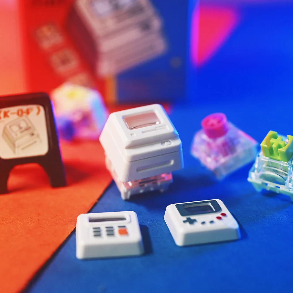 Πλήκτρα πληκτρολογίου K-04 3 σε 1 Αντικατάσταση μηχανικού πληκτρολογίου πληκτρολογίου ρετρό πληκτρολόγια κονσόλας παιχνιδιών Χαριτωμένη διαφανής στολή για μπρελόκ